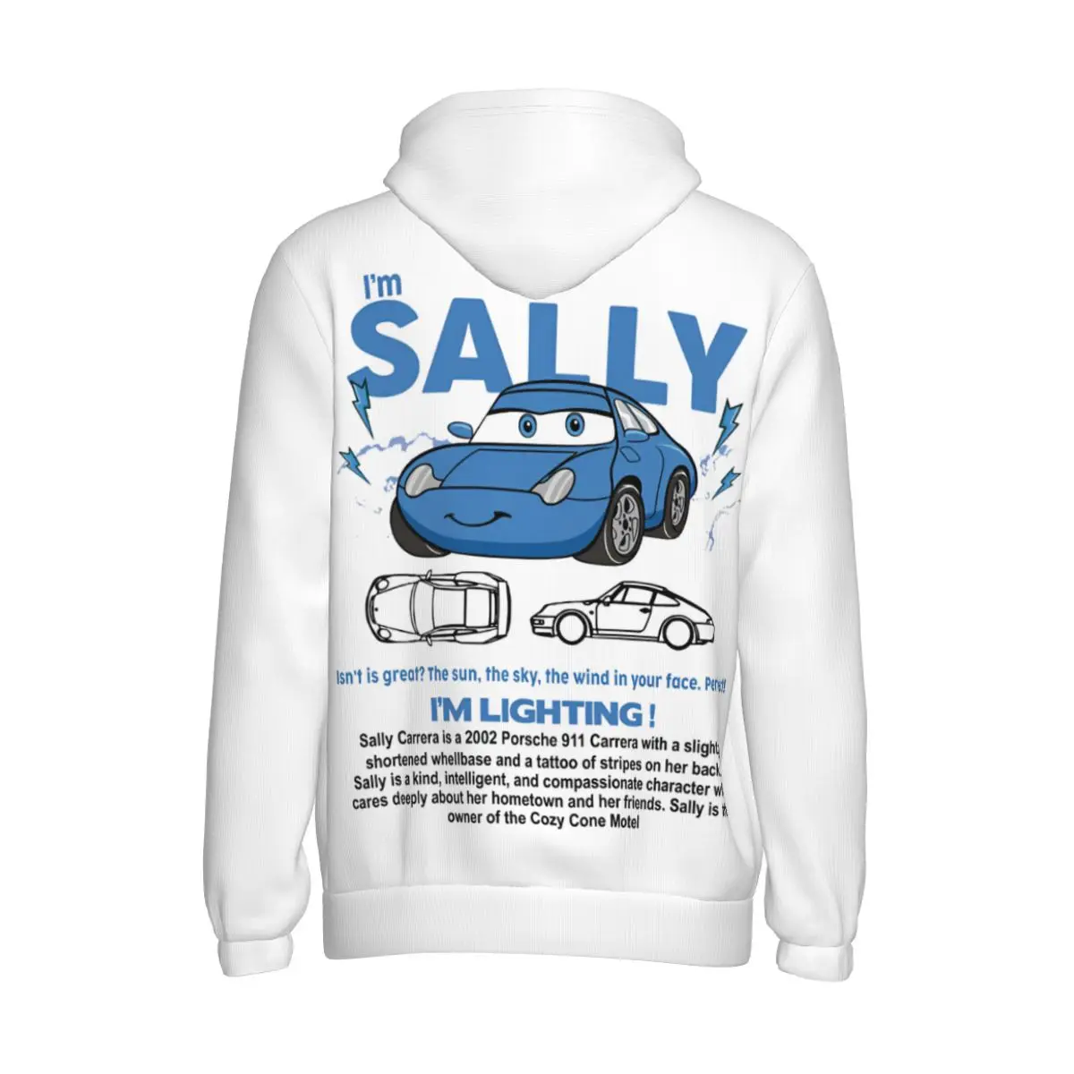 Mens Lightning Mcqueen and Sally Print Hoodie Hooded Collar Drawstring Hoodies Pullover Sweatshirts Long Sleeve Shirt