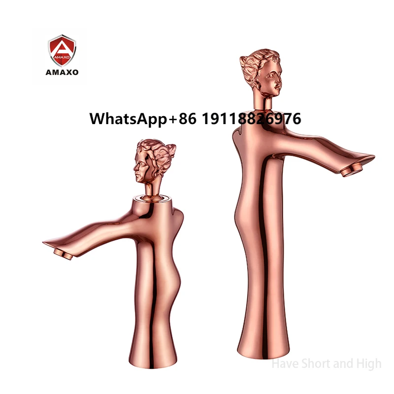 

Creative Novel Girl Gold Faucet Bathroom Basin Sink Faucet
