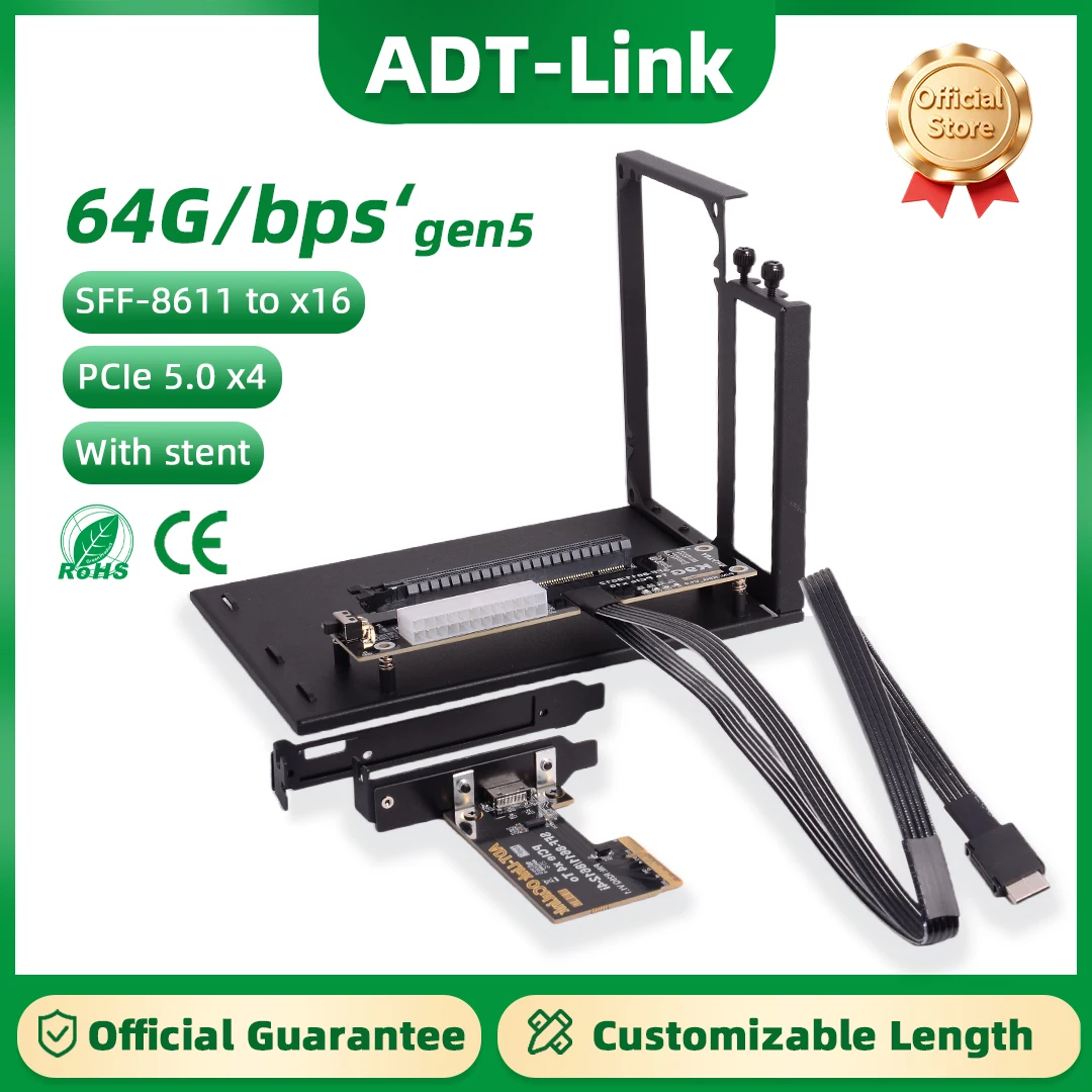 

ADT-Link PCIe 5.0 x4 OCuLink GPU Dock Station eGPU 128Gbs For Notebook Laptops to External Video Graphics Card ATX M.2/PCIE X16