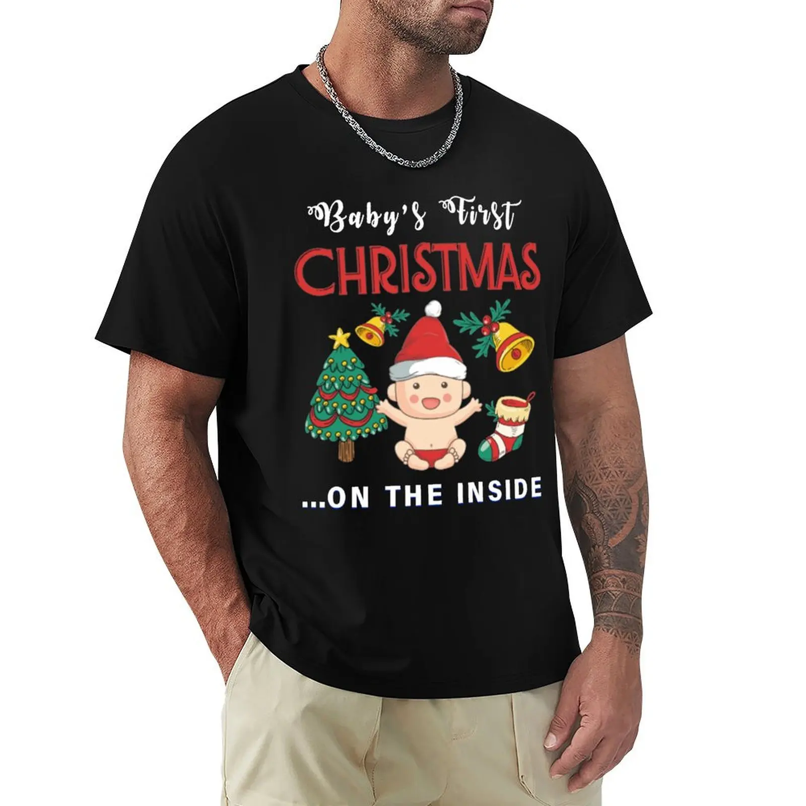 Baby's First Christmas on the Inside - Baby Shower and Christmas Party Gift Ideas for New Mom and Mommy to be T-Shirt