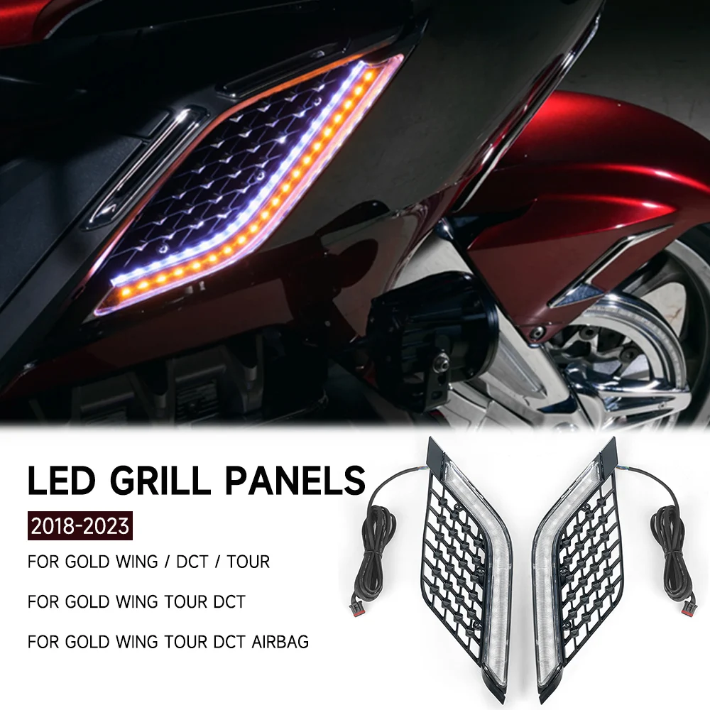 

Motorcycle LED Radiator Grill Panels Decorative Light Turn Signal Lamp For Honda Gold Wing 1800 GL1800 Tour DCT Airbag 2018-2023