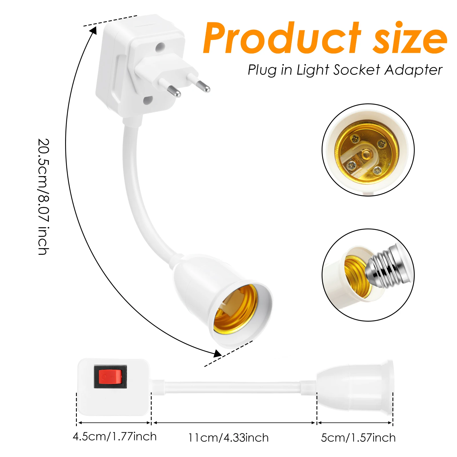 Direct Plug-in Rotary Lamp Head E27 Socket Lamp Bulb Holder with Switch EU Plug Lamp Holder LED Table Lamp Led Base Lamp Base