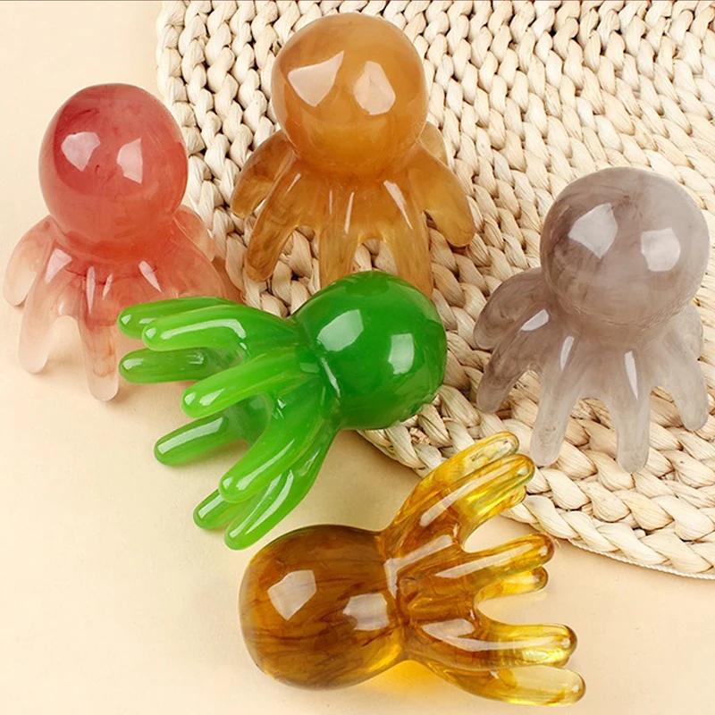 1PCS Resina Polpo Gua Sha Strumento Resina Viso Corpo Rilassamento dei muscoli Rilassamento dello stress Bellezza Salute Sollievo dal dolore Lenisce AMGJ007