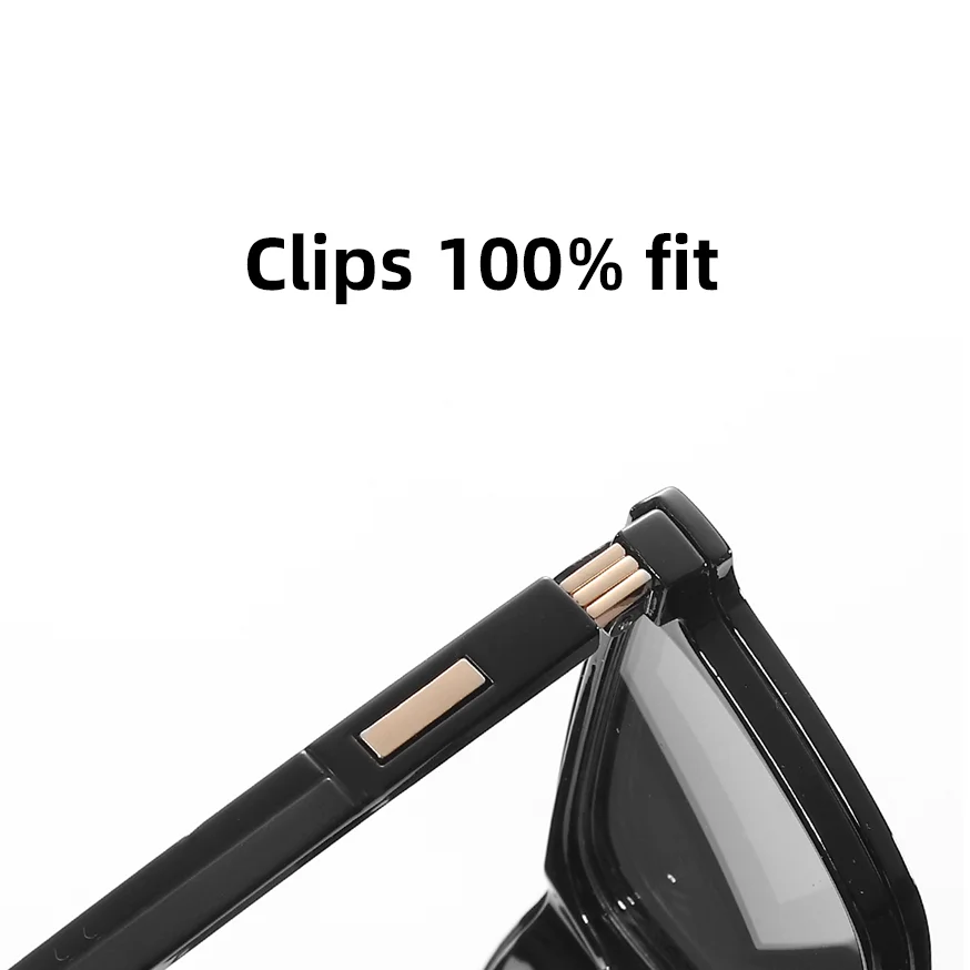 VIVIBEE Men Black Magnetic Clip on Sunglasses Polarized Classic Computer Blue Light Blocking Glasses UV400 Women Driving Clips