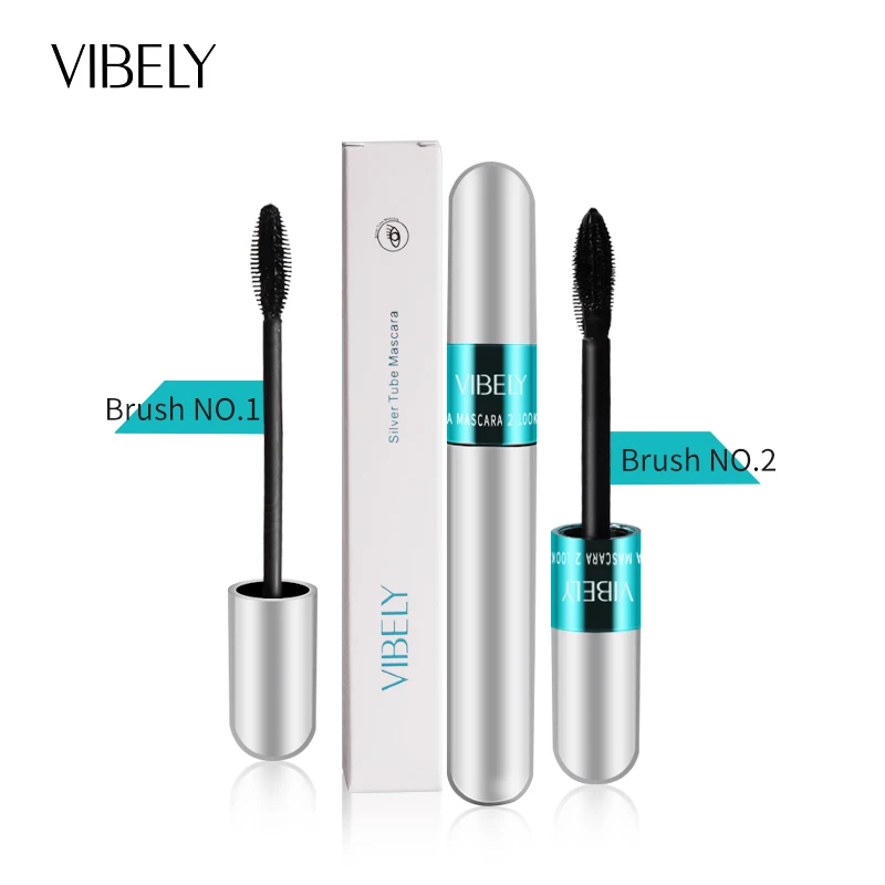 Rimel VIBELY Eyelash Mask 4D Mascara Silk Fiber Water Proof Lengthening Thick Curled Eyelashes Mascara Extra Volume Cosmetics