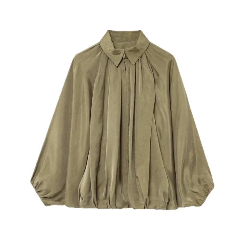 Ruched Bomber Jackets for Women Puffy Oversized Jacket Woman Summer Coats Demi-season Jacket for Women New in Outerwears - view 2