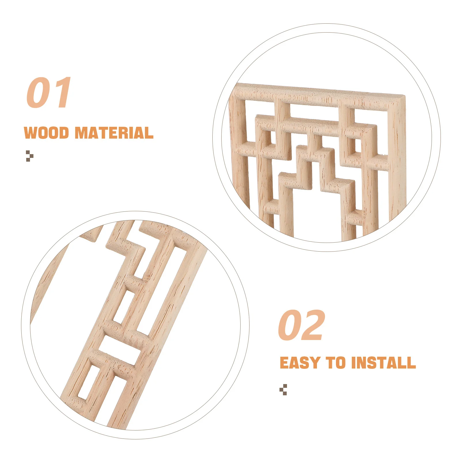 2 قطعة خشب على الطراز الأوروبي منحوت يزين أثاث غير مطلي جدار ديكور Onlays لباب الخزانة إطار سرير ديكور خشبي #6