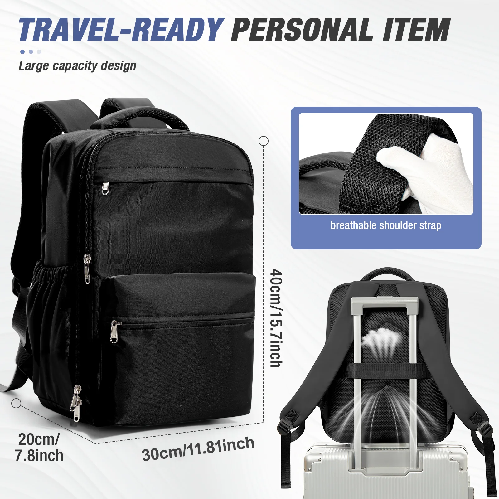 Men Vacuum Compression Backpack 15.6in Laptop Backpack Expand Hiking ...