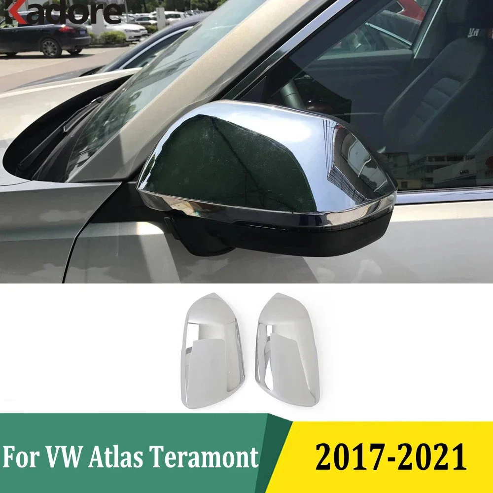 

For Volkswagen Atlas Teramont 2017 2018 2019 2020 2021 Chrome Side Door Rearview Mirror Cover Trims Car Exterior Accessories