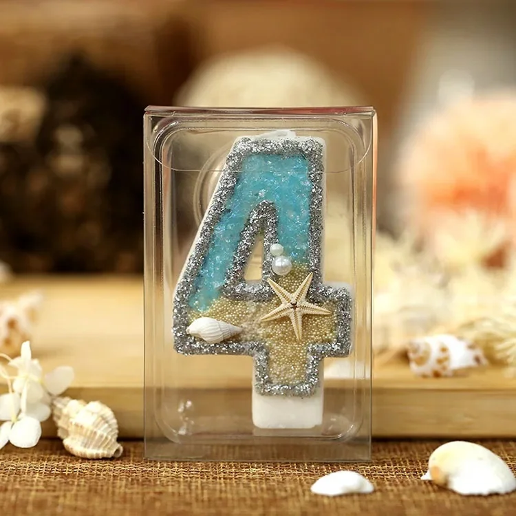 Picture 4: 0-9 Digital Glitter Candles Summer Beach Starfish Birthday Cake Topper Ocean Themed Party Decoration