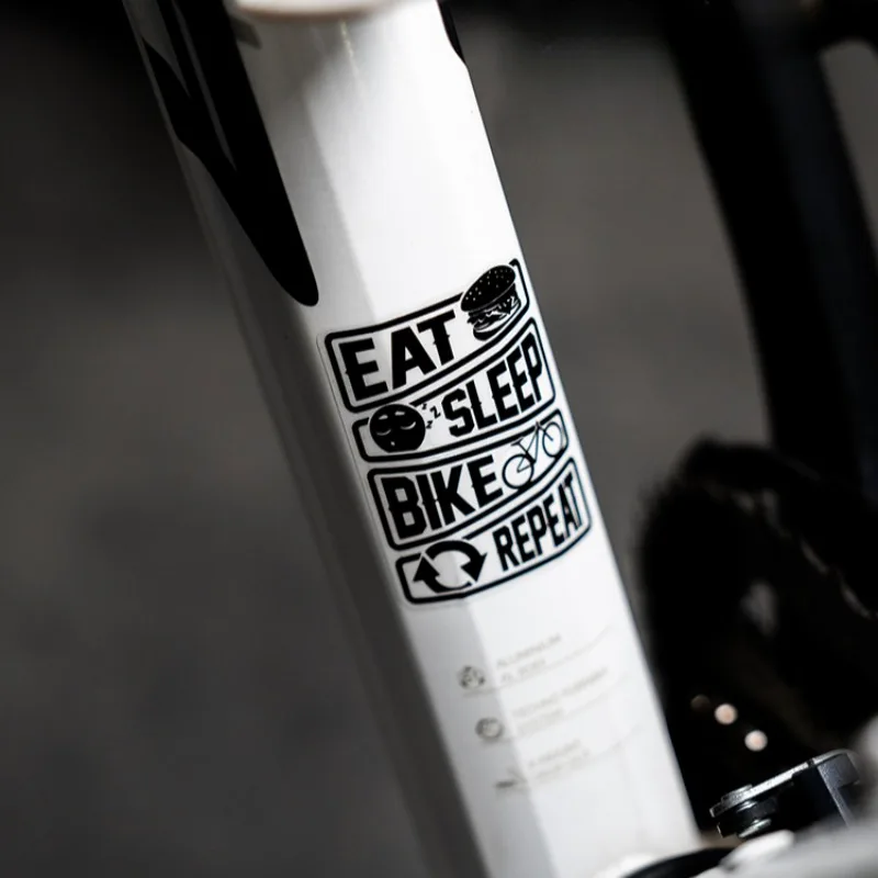 3pcs 2D Flat Eat Sleep Bike Text Vinyl Sticker, Waterproof Decal For Bicycle Frame Decor, Holiday Gift