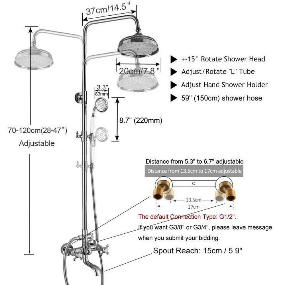 Moderne 8 "Badkamer Oppervlak Mount Messing Regendouche Kraan Set Antieke Rode Koper met Handdouche + Bad Uitloop zrg514
