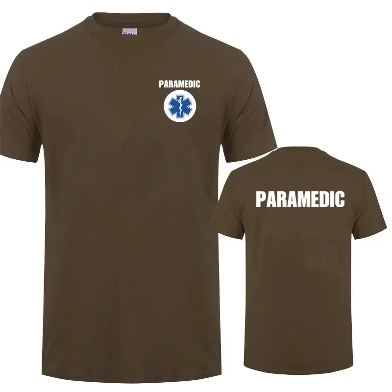 Paramedic T Shirt Summer Men Cotton Short Sleeve Emergency Medical Services T-shirts Mans Clothing Tops OT-005