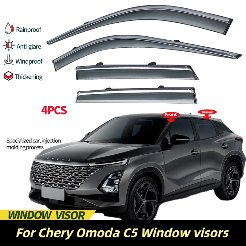 

For Chery Omoda C5 Window visors,Rain and Rain Shield Window Rainboard Acrylic Strip Silver Shining Strip