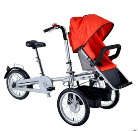 Foldable mother and baby bike stroller