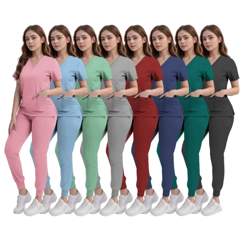 Multicolour High Elasticity Soft Doctors Scrubs Sets Female Clinical Uniform Tops and Scrub Joggers Beauty Salon Spa Uniform