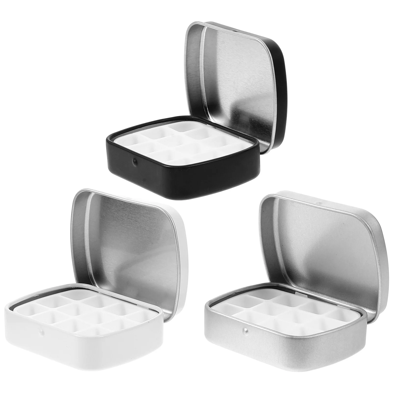 กล่องเก็บยาทาเล็บเจลขนาดเล็ก กล่องเหล็กขนาดกะทัดรัดพร้อมช่องเก็บของ อุปกรณ์ทำเล็บแบบพกพา กล่องใส่สีน้ำ