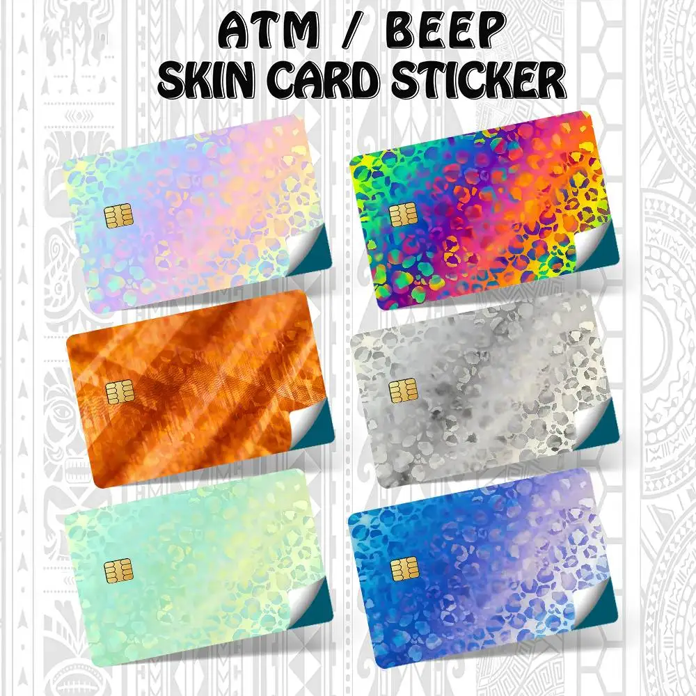 Colorful Patterns Bank Credit Cards Bus Pass Stickers Cool Decoration Waterproof 4PCS Card