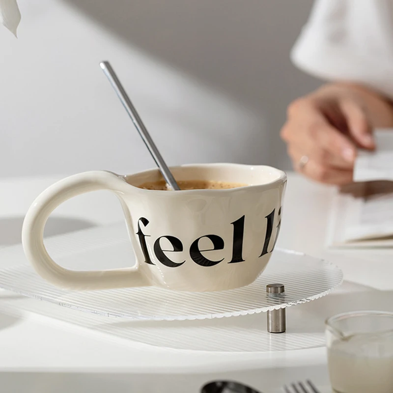 EpeiusHome Ceramic Cup Creative Letters Coffee Cup Desktop Casual Cup Tea Cup Afternoon Tea Mug