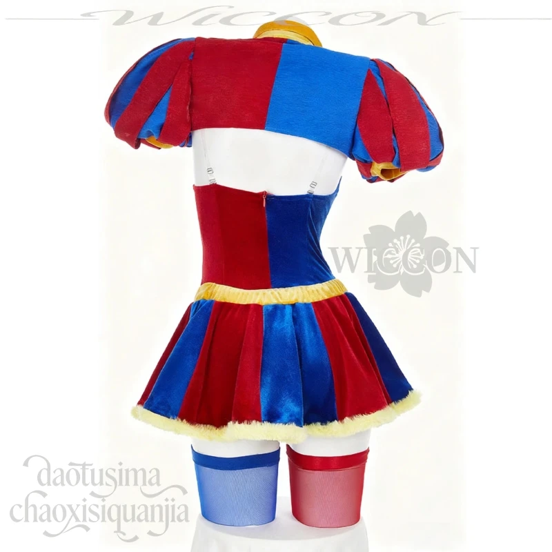 Halloween Christmas Activities Party Cosplay Clown Girl Red And Blue Bikini Mini Dress Stockings Horror Hat Anime Jirai Kei