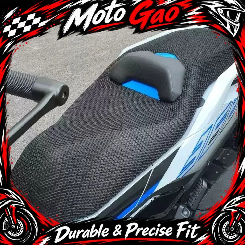 FOR ZONTES 368G 368G 368K Heat-resistant and breathable motorcycle seat cover with 3D honeycomb mesh for sun protection.