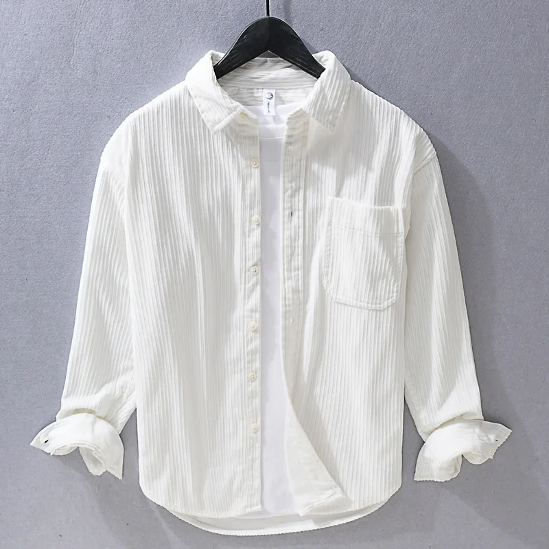 Autumn Corduroy Long-sleeved Men's Loose Casual Versatile Simple Shirt