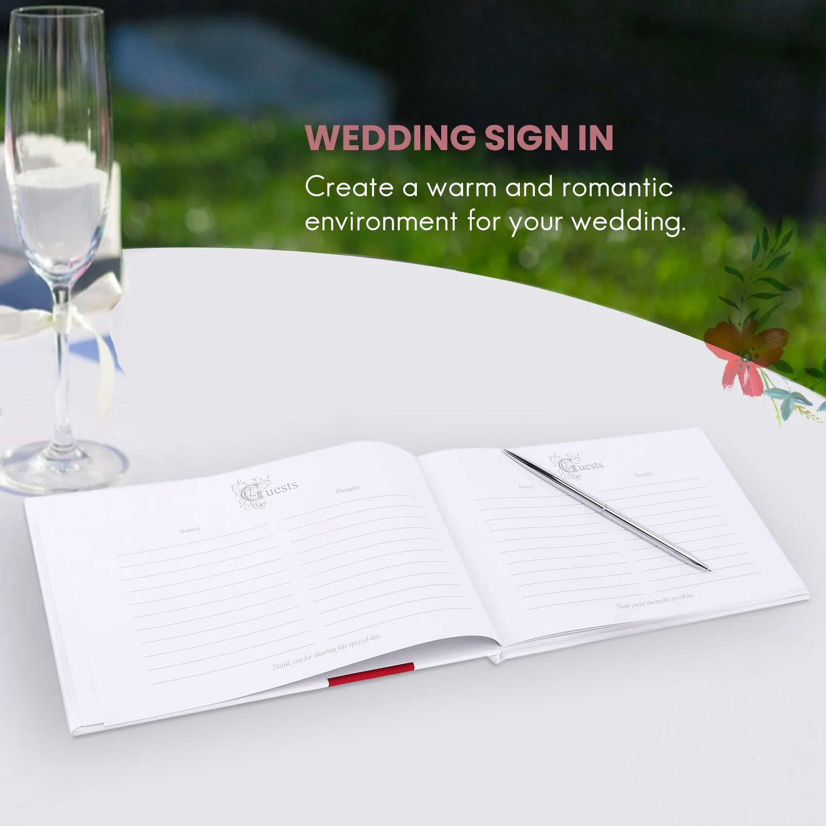 Livre d'or de mariage A77I avec porte-stylo, ensembles de livres de Signature avec nœuds en Satin et diamants en forme d'amour pour décorations de fête