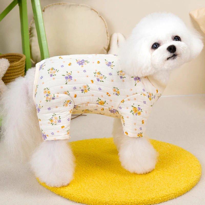 Warm Cotton Pet Dog Clothes Winter For Small Dogs Wrapped Belly Girls Dog Jumpsuit Pajamas Chihuahua Puppy Cat Onesie Pijamas XL