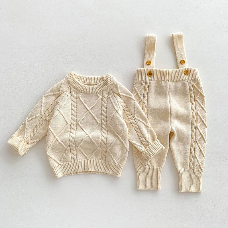 Autumn Spring Infant Baby Boys Girls Knitting Clothing Set Toddler Baby Boys Girl Clothes Suit Children Knitting Clothes