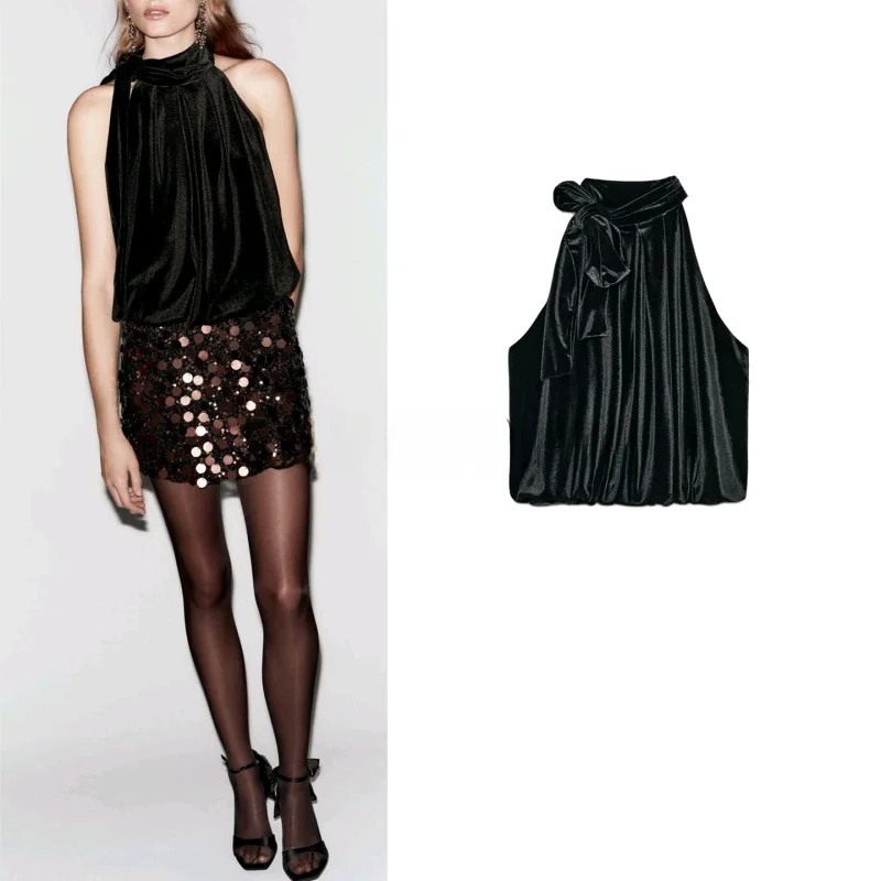 블라 벨벳 벌룬 스웨트 탑 여성용 매듭 장식 패셔너블 아우터웨어 레귤러 길이 폴리에스터 섬유