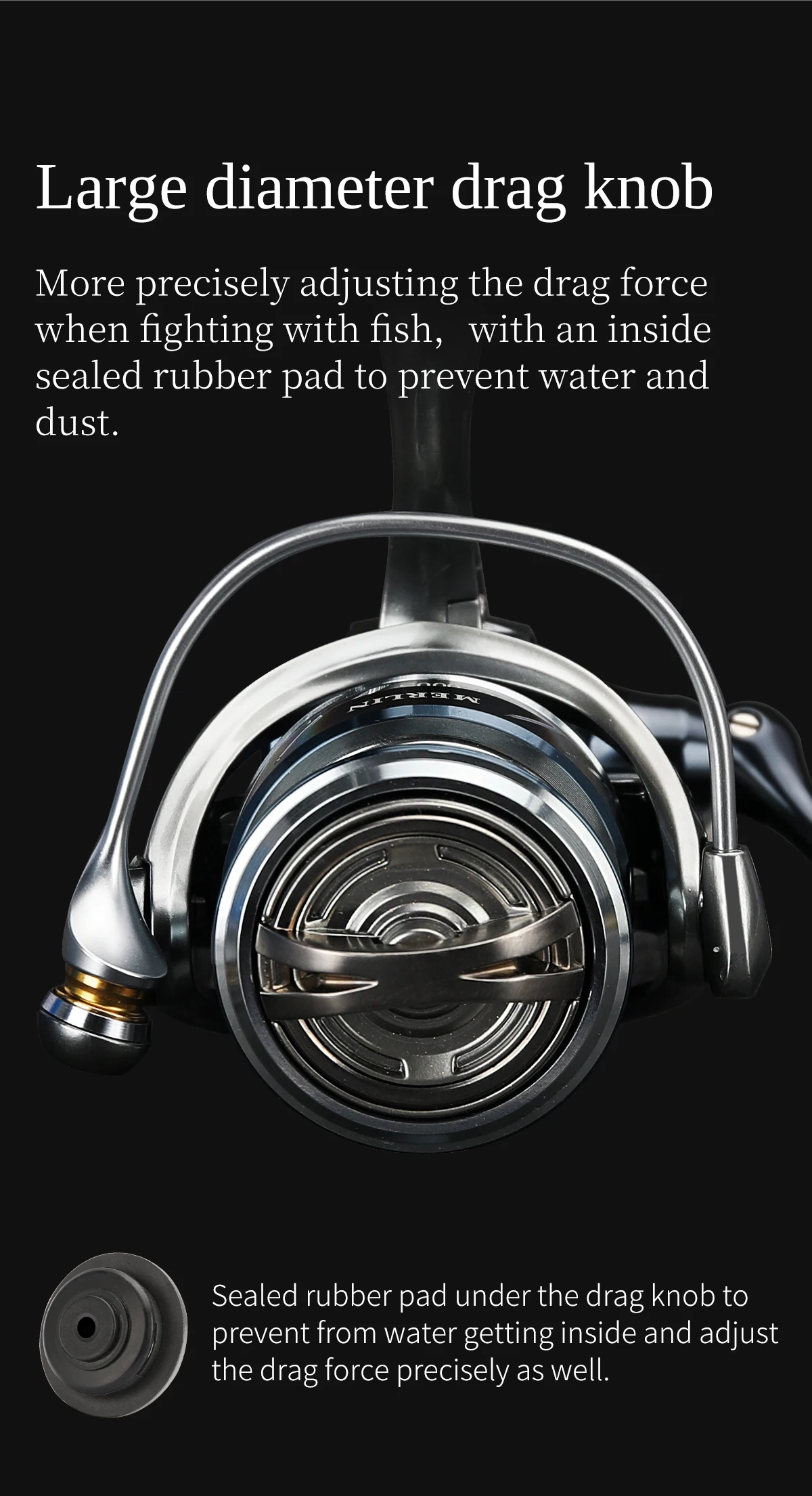 TSURINOYA METAL Spinnrolle MERLIN 1000 C2000S 165g Baitcast-Rolle ULTRALEICHT & VIELSEITIG Salzwasser-Bass-Hechtrolle – Detail 19