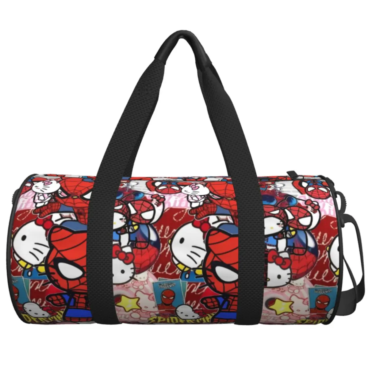 

Couple Travel Bag Spider Man And Hello Kitty Gym Bag Large Capacity Portable Design Handbag Funny Fashion Sports Bag