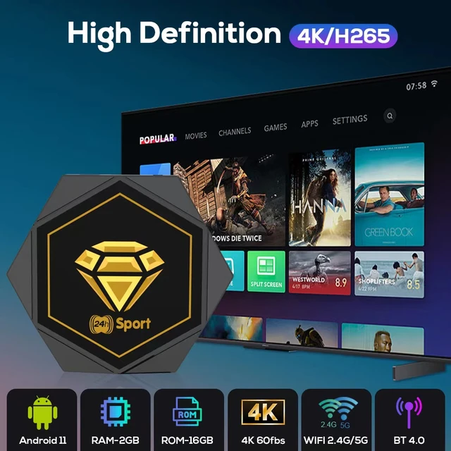 24H Sport Game Box and Android TvBox Wifi 2.4G 5G Bt 4.0 Android 11 4k Onn TV Box Youtube Youporn Iptv Android Tv Box with blue