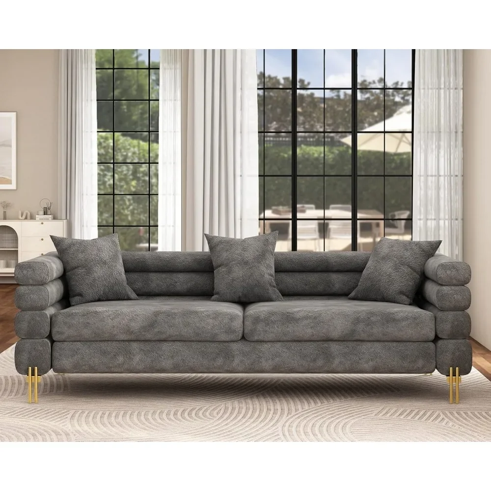 

Oversized Sofa - 85 inch Sofa Couch, 3 Seater Comfy Deep Seat Sofa for Living Room ,Extra Deep Seat & Ergonomics Design- Grey