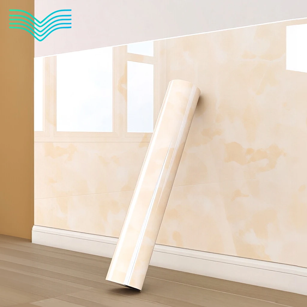 Gloss White Golden Vein Marble Self Adhesive Wallpaper Waterproof Moisture-proof Wall Skirt Wall Surround Tile Cover-up Decor