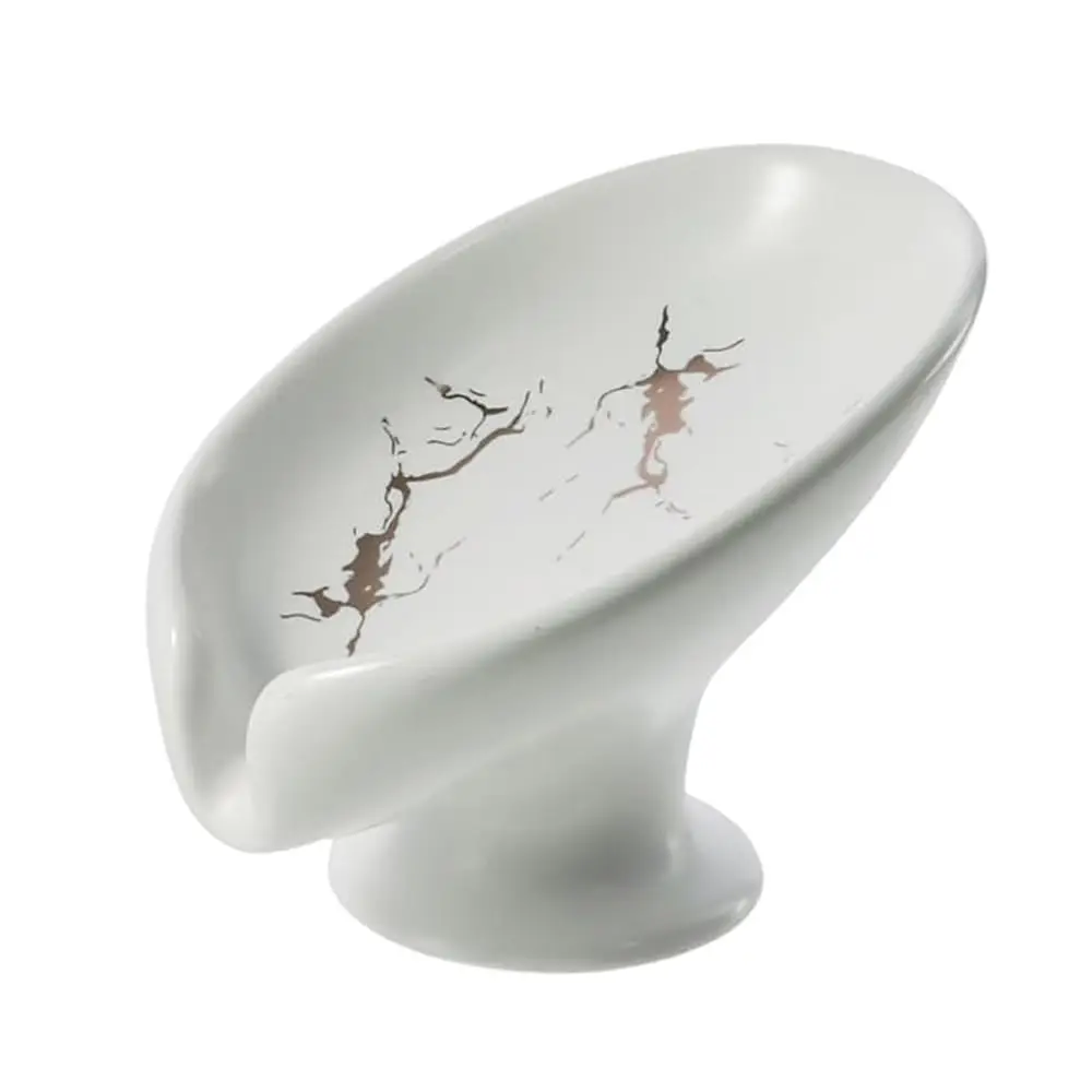 

Керамическая мыльница с самоотводом воды, подставка для мыла в форме листа для столешницы, держатель для мыла для кухонной раковины, душа, ванной