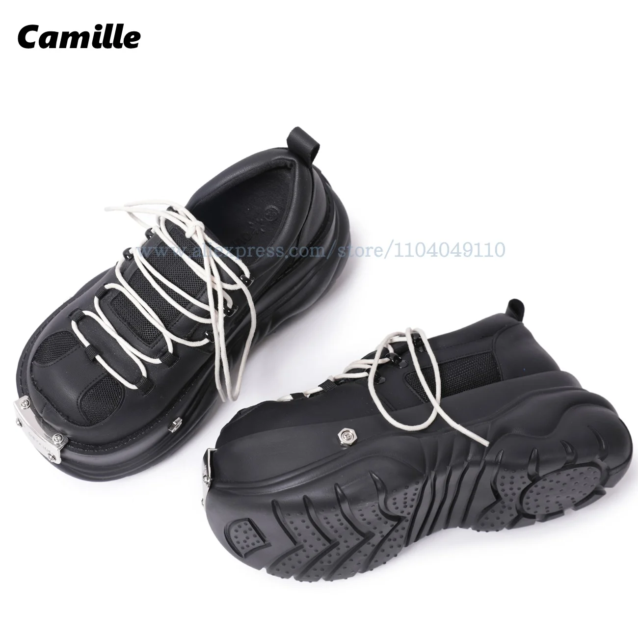 Botines de cuero de malla de aire estilo Punk Rock para mujer, botas de plataforma con cordones, punta redonda, antideslizantes, informales, nuevas,