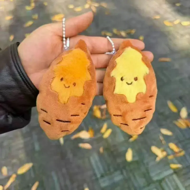 Cute Creative Light Color Raw Sweet Potato Plush Doll Keychain Cartoon Simulated Food Stuffed Doll Pendant Decor Accessorie Gift