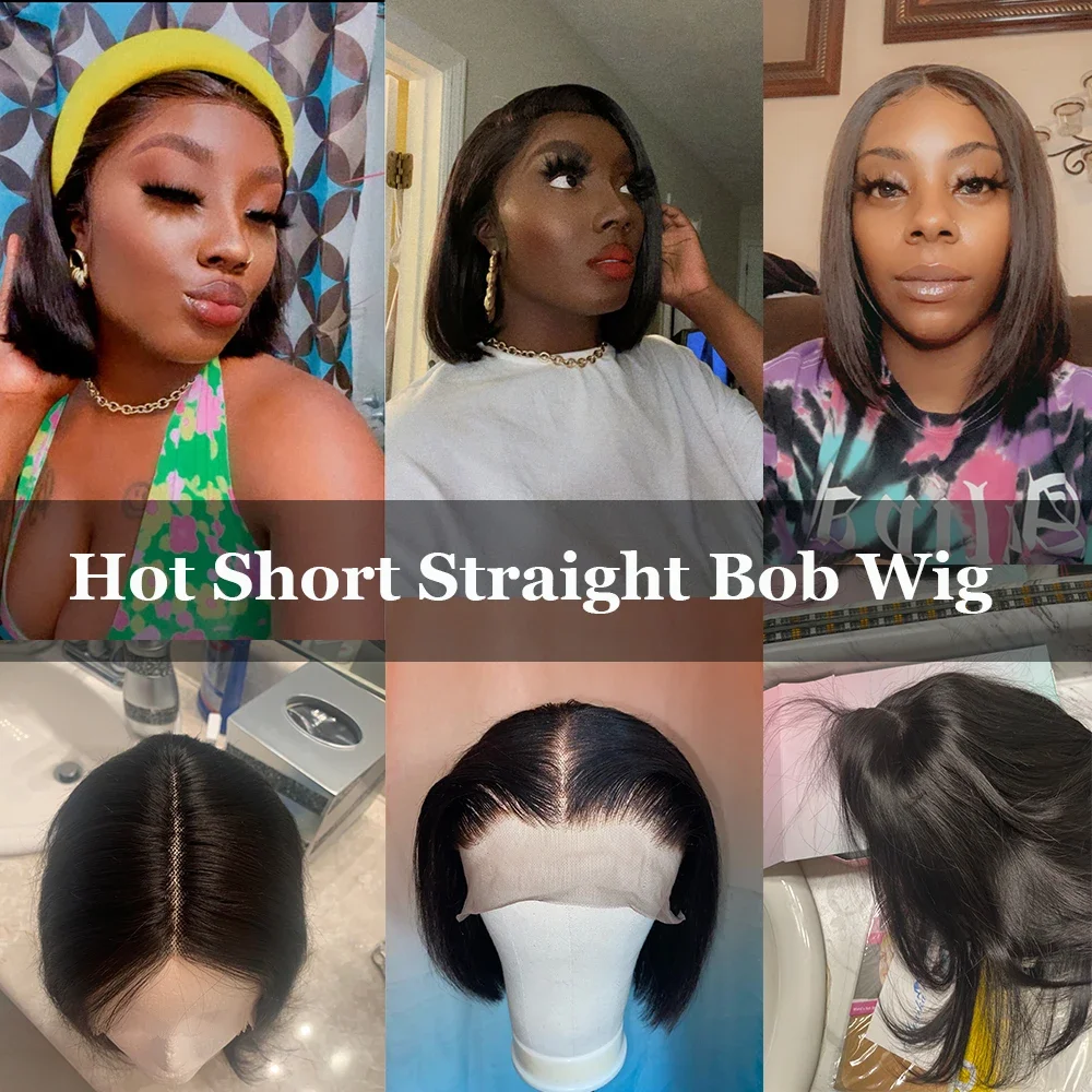 200 Density Straight Lace Front Bob Wig 13x4 13x6 HD Bone Straight Lace Frontal Human Hair Wigs100% Human Hair Short Bob Wig