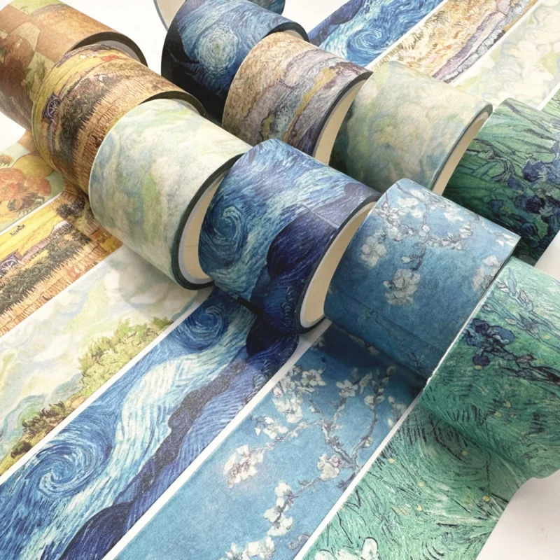 1 Roll Retro Starry Sky Tape Geometric Hot Stamping Pattern Decorative Tape Used For Scrapbooks Diaries DIY Gifts
