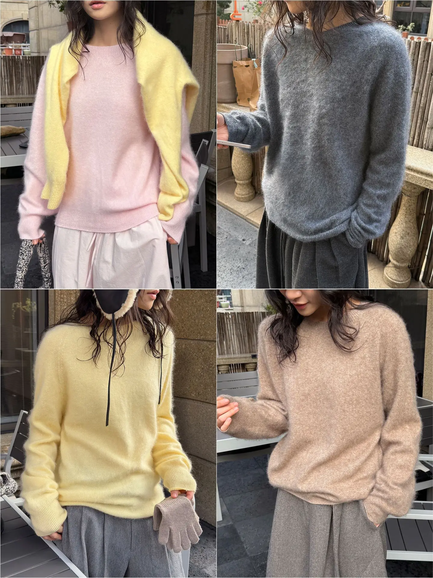 Damen Herbst Wollpullover O-Ausschnitt Langarm Rosa Pullover Hochwertige Pullover Kleidung Oberteile für Damen Pullover – Detail 2