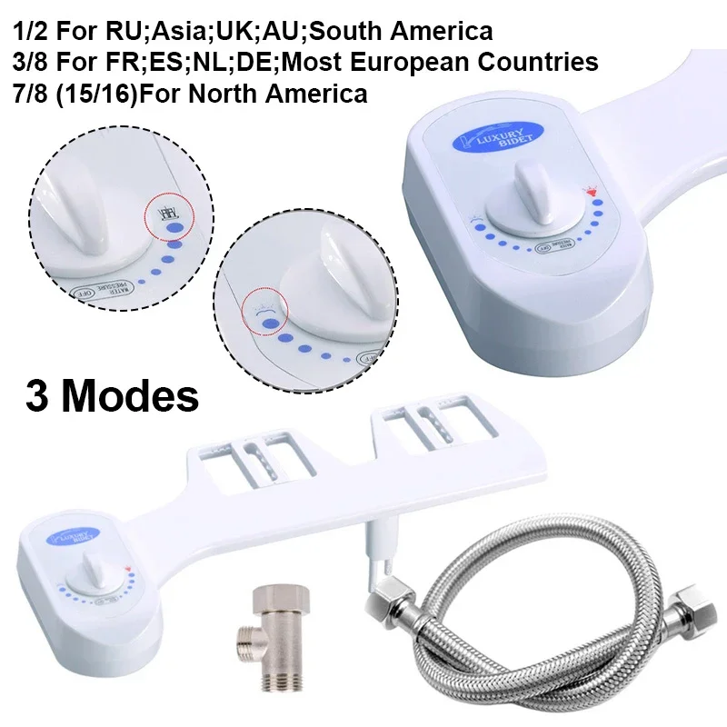 Bathroom Bidet Toilet Seat Attachment Water Pressure Control Self-Cleaning Dual Nozzle Personal Hygienic Ass Sprayer