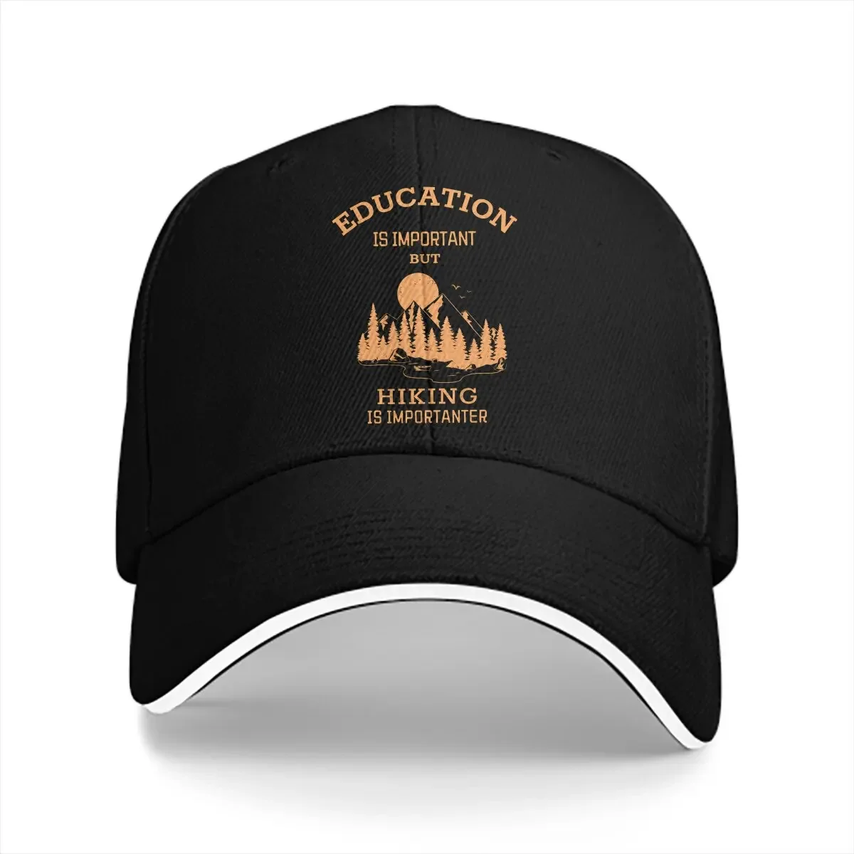 Education is Important But Hiking is Importanter Baseball Caps Peaked Cap Hiking Sun Shade Hats for Men Women