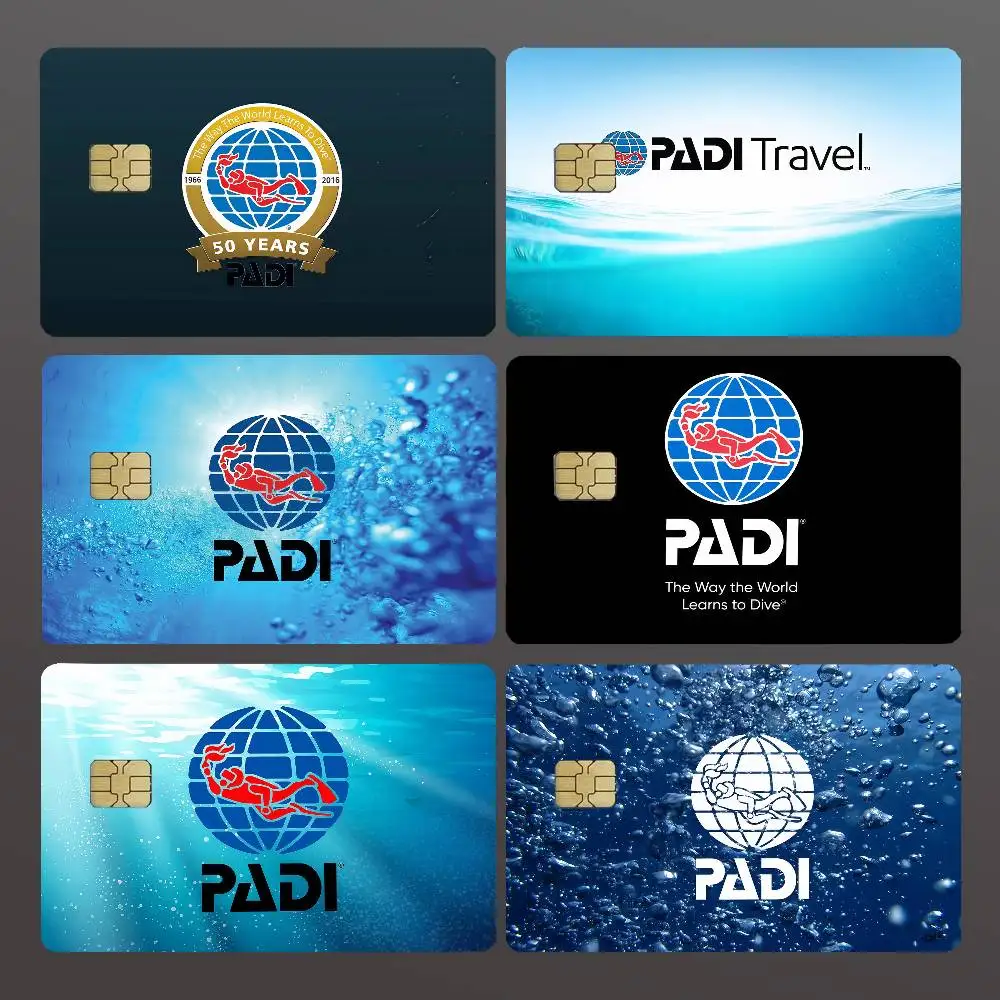 PADI Credit Skin Cover Card Stickers 4PCS Film Bus Pass Front Decoration Bank Debit Waterproof