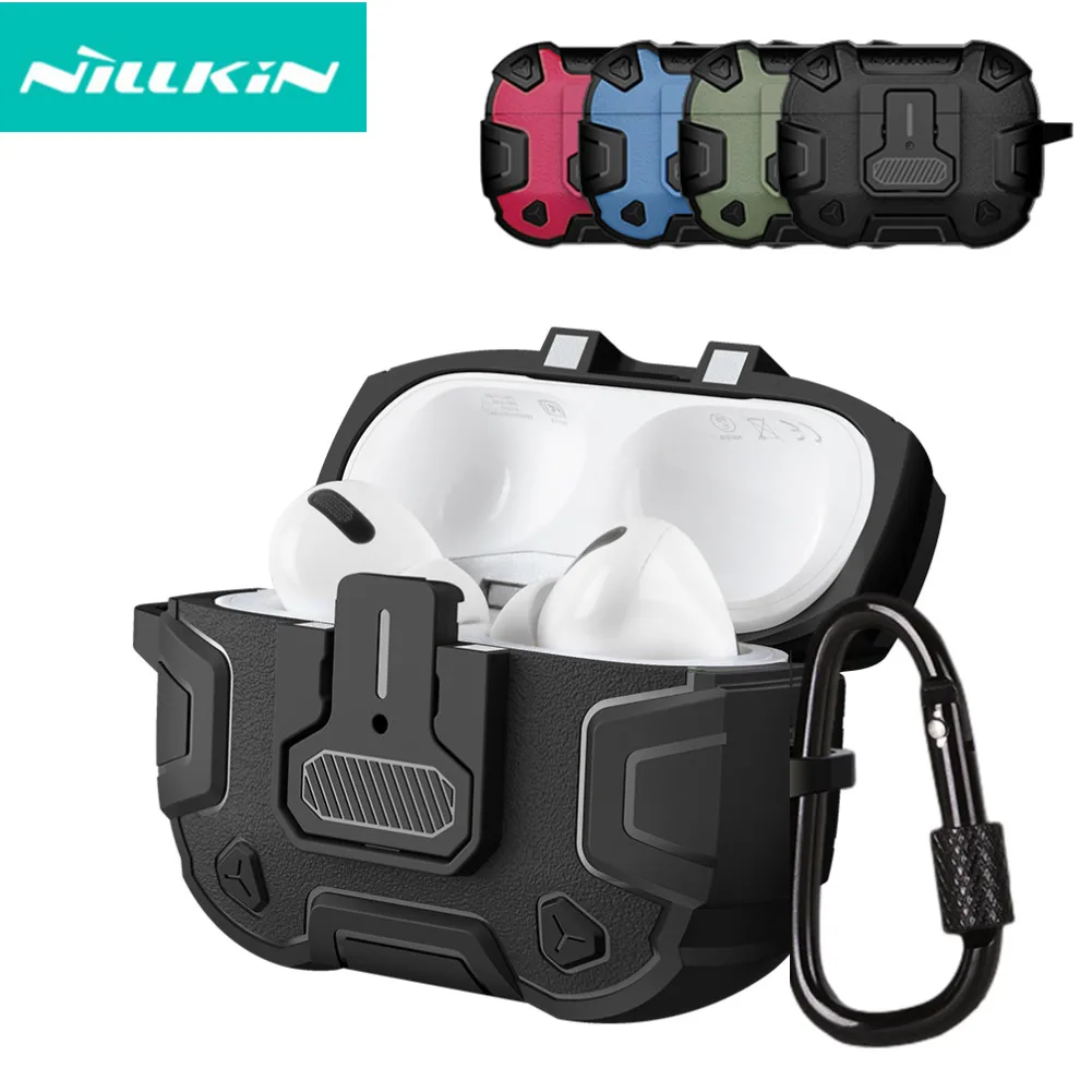 NILLKIN For AirPods Pro 2 Case Wireless Earphone Cover TPU+PC Switch Cover For Air Pods 3 Case With Hook Keychain Auto popout