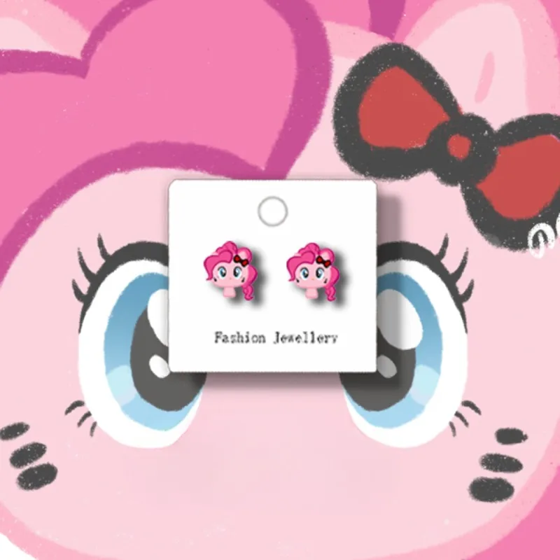 My Little Pony Silver Needle Earrings Cartoon Kawaii Ear Clip Twilight Sparkle Cute Girls Creative Sweet Earrings Accessories