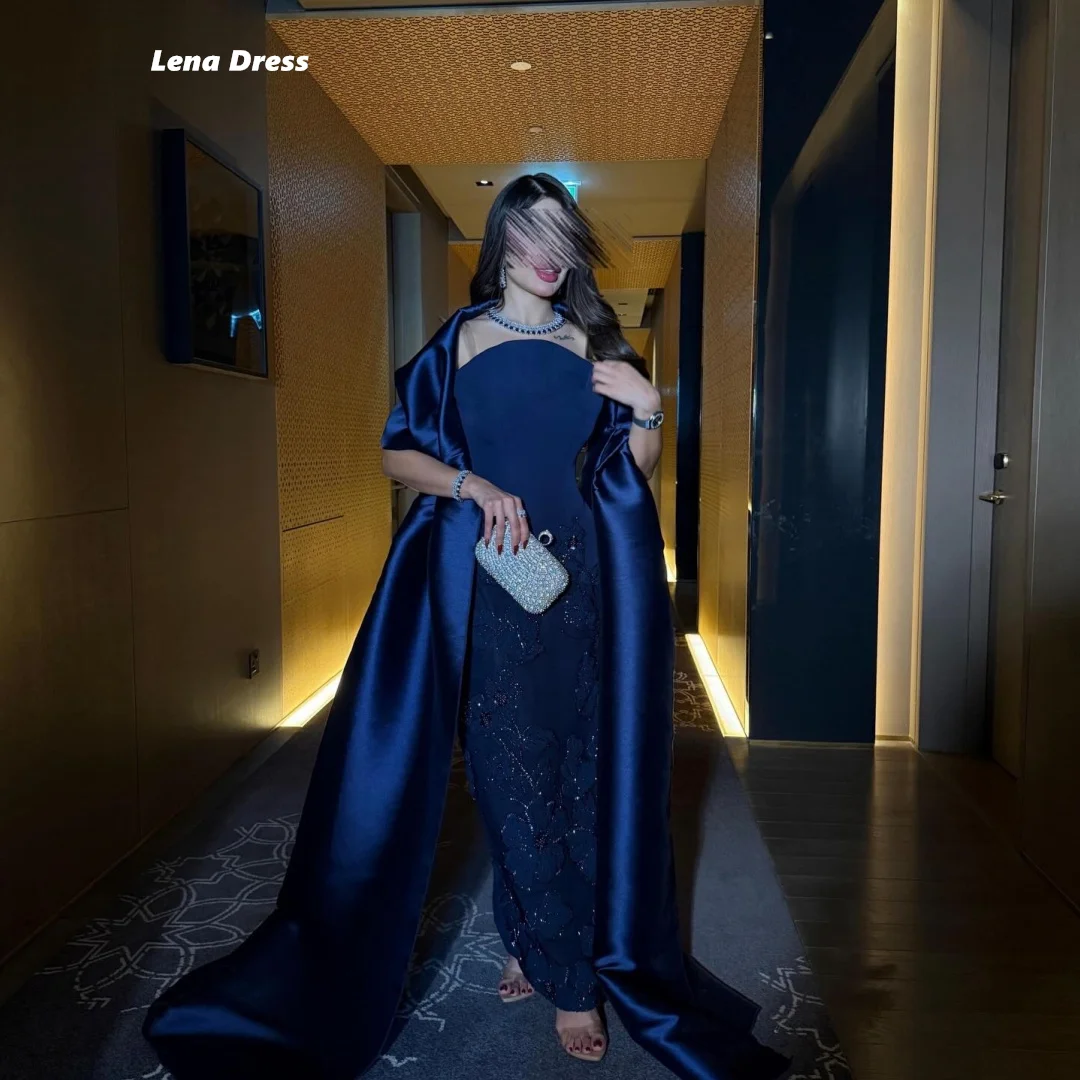 Lena Floral Lace Evening Dresses Woman Elegant Long Dresses for Special Occasions Dark Blue Customized Luxury Ball Dress Prom