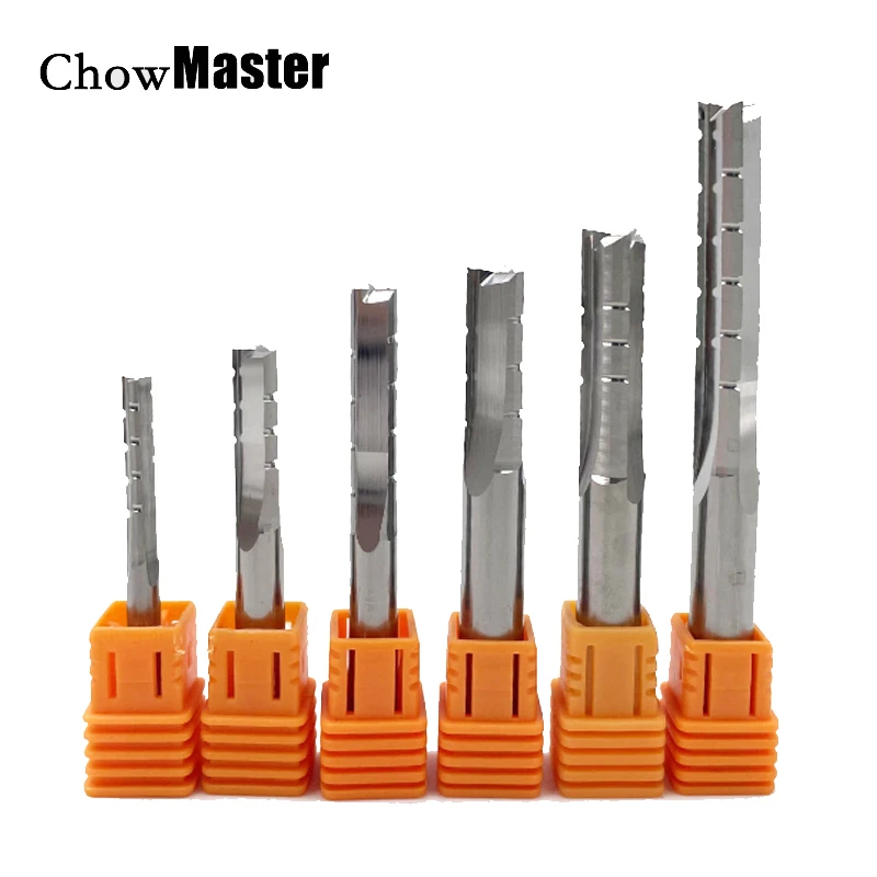 Chowmaster 3 Flutes TCT Trimming Straight Milling Cutter for MDF Plywood Chipboard Hard Wood Drill Engraving Router Bit Endmil