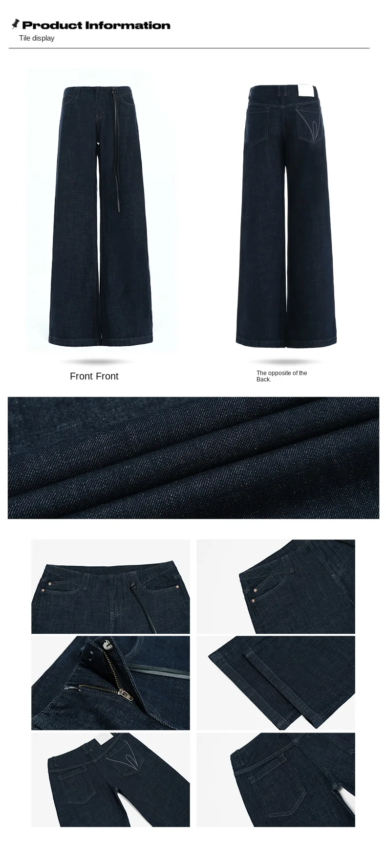 

Spring Vintage American Original Low Waist Wide Leg Jeans Women's Loose Fit Straight Cut Washed Denim Pants Casual Elastic