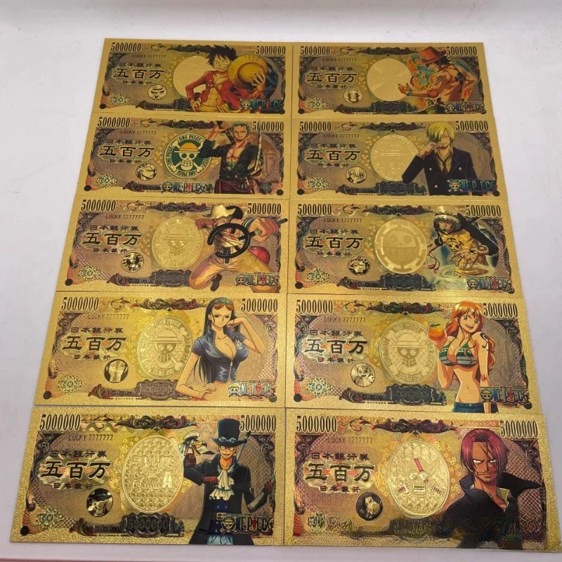 

One Piece Cartoon Plastics Paper Currency Anime Action Figures Cap Luffy Zoro Sanji Toy Decoration Birthdays Gift Christmas Gift